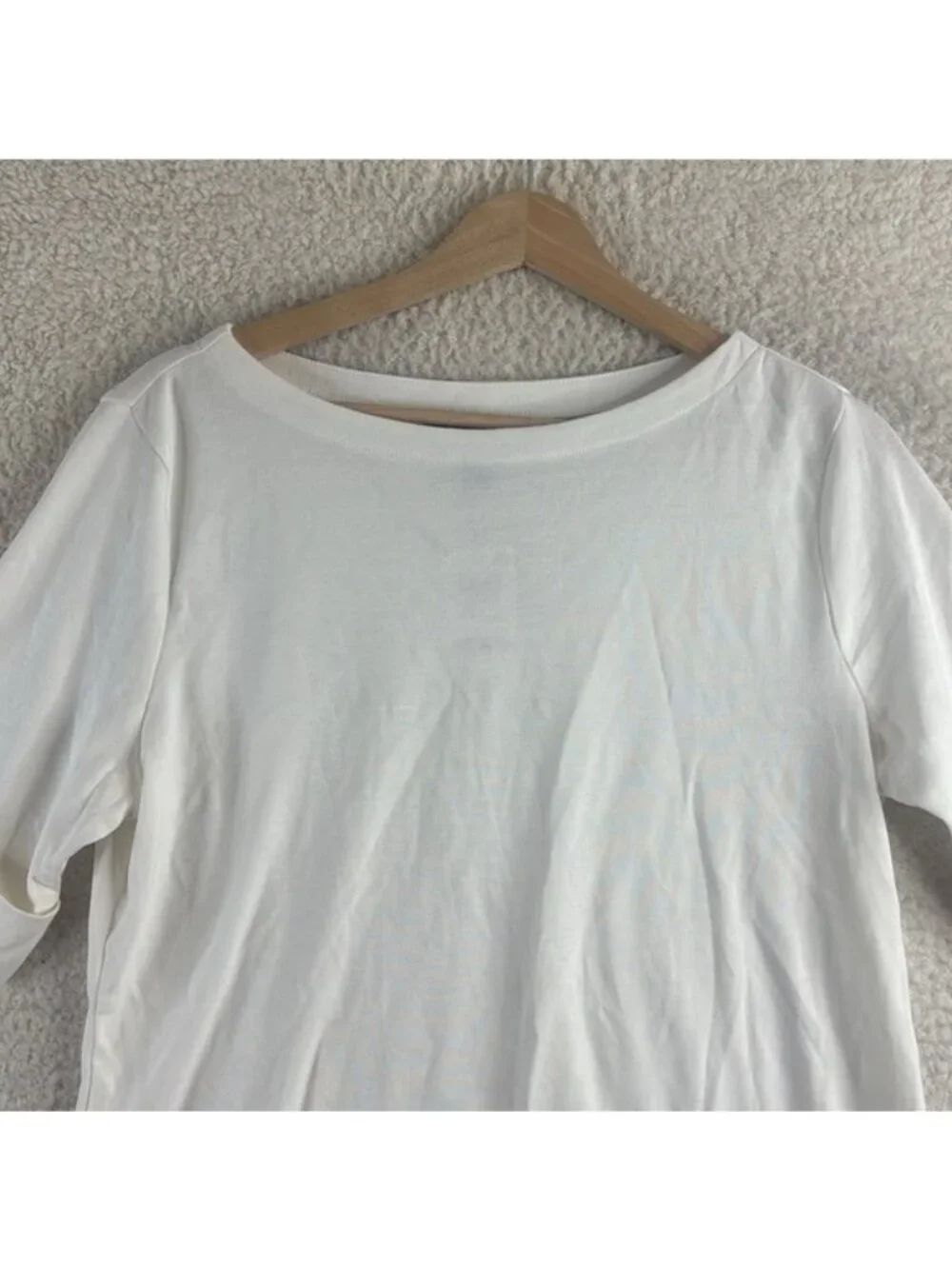 NWT Karen Scott Womens White Cotton Half Sleeve Boat Neck Top Petite Size PP